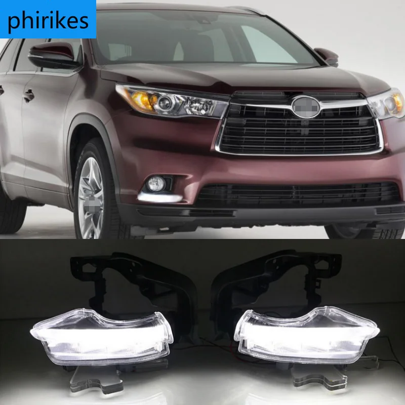 

1 Pair Car Front Bumper LED DRL Daytime Running Lights Lamp Fog Light Car Styling for Toyota Highlander 2014 2015 2016