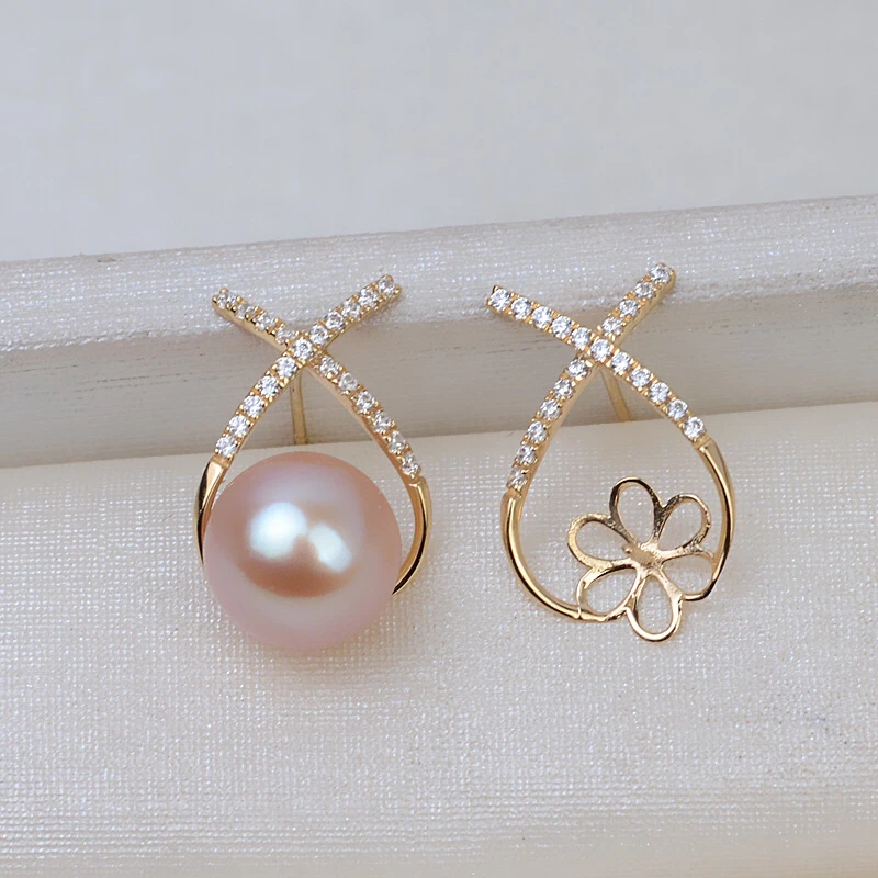 

Trendy Gorgeous 18K Yellow Gold Stud Earrings Mountings Settings Parts AU750 Jewelry Findings for Pearls Beads Stones