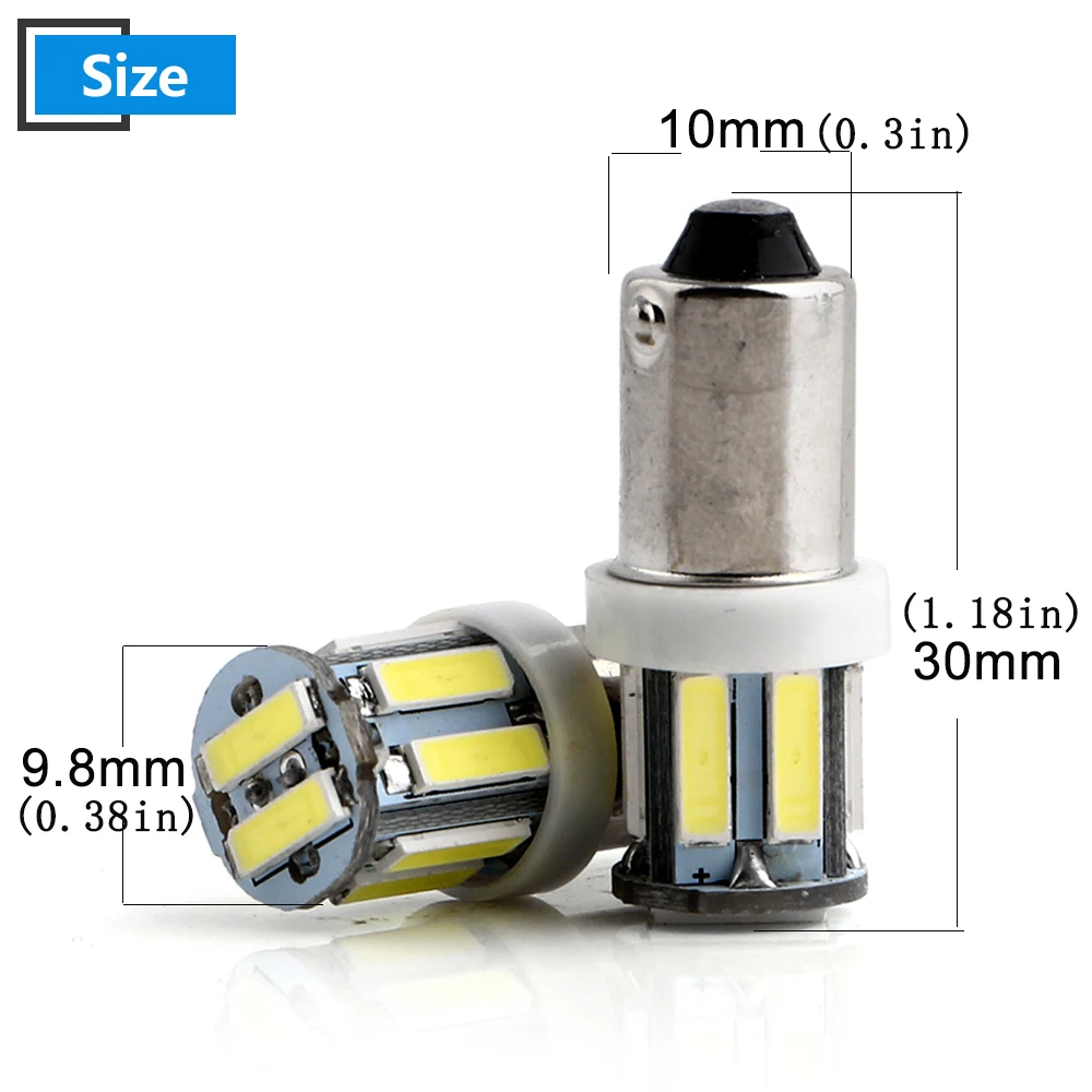 5PCS DC 12V 24V T11 BA9S 7014 10 SMD 250LM Led Bulb Door Side Map Indicator Reverse Reading Tail Light Car White Red Blue Amber