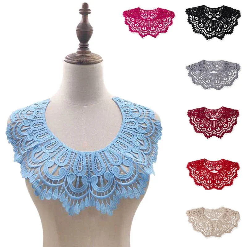 Color Embroidery Water Soluble Collar Flower Fake Collar Lace Patch Hollow Decorative Collar All-Match DIY Accessories