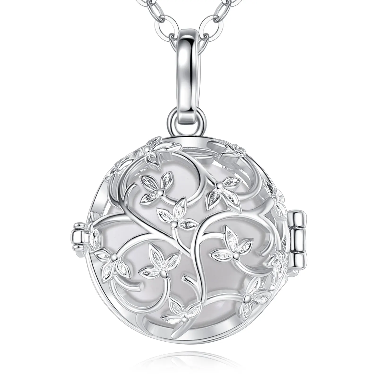 Eudora Neue 18mm Harmonie Ball Blume Käfig Schwangerschaft Chime Halskette Engel Anrufer Anhänger Exquisite Schmuck Geschenke Für Frauen
