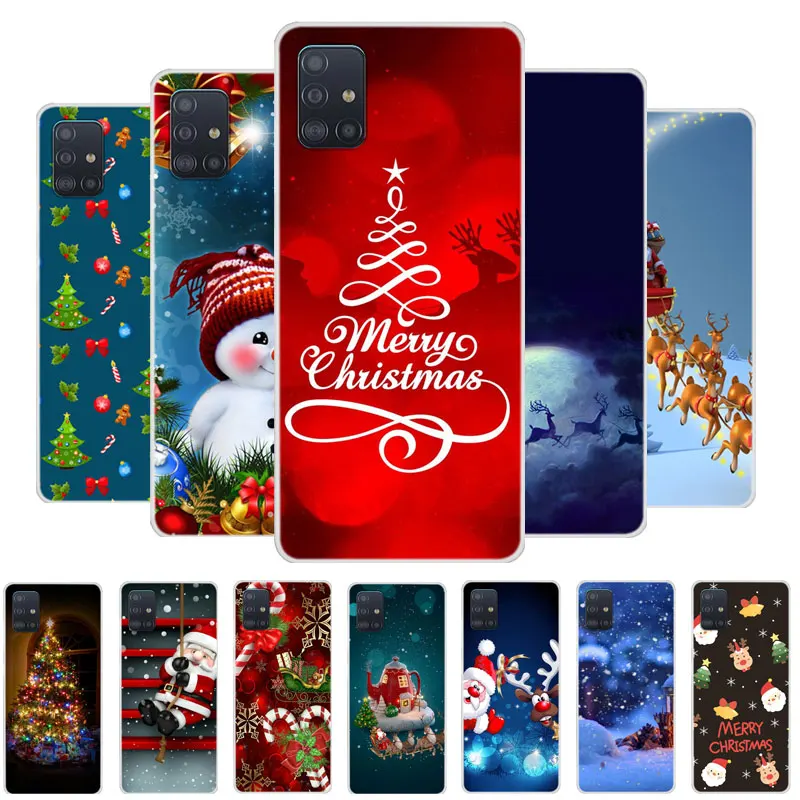 For Samsung Galaxy A71 Case Christmas Soft TPU Silicone Cover For Samsung A51 A41 A31 A21S A71 5G Case Santa Claus A 71 Coque