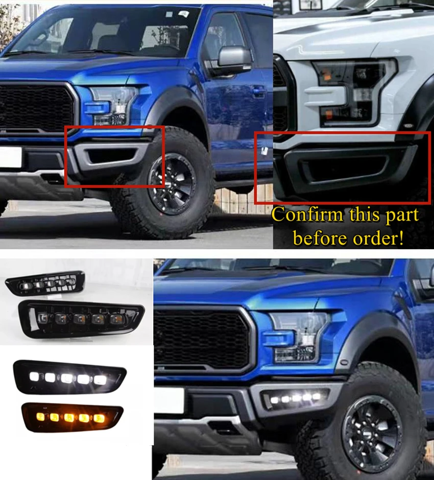 LED Daytime Running Lights DRL Fog Light For 2017 2018 2019 2020 Ford F-150 Raptor Car Accessories