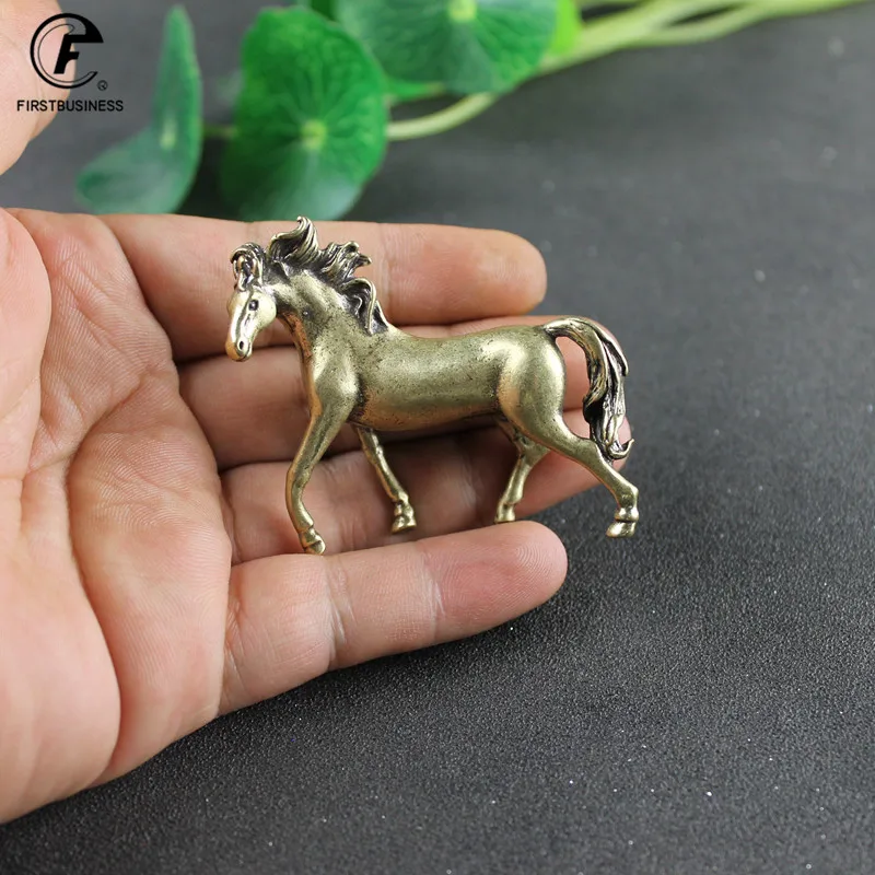 Vintage Copper Horse Statue Lucky Desktop Ornaments Pure Brass Animal Figurines Miniatures Tea Pet Home Decoration Accessories