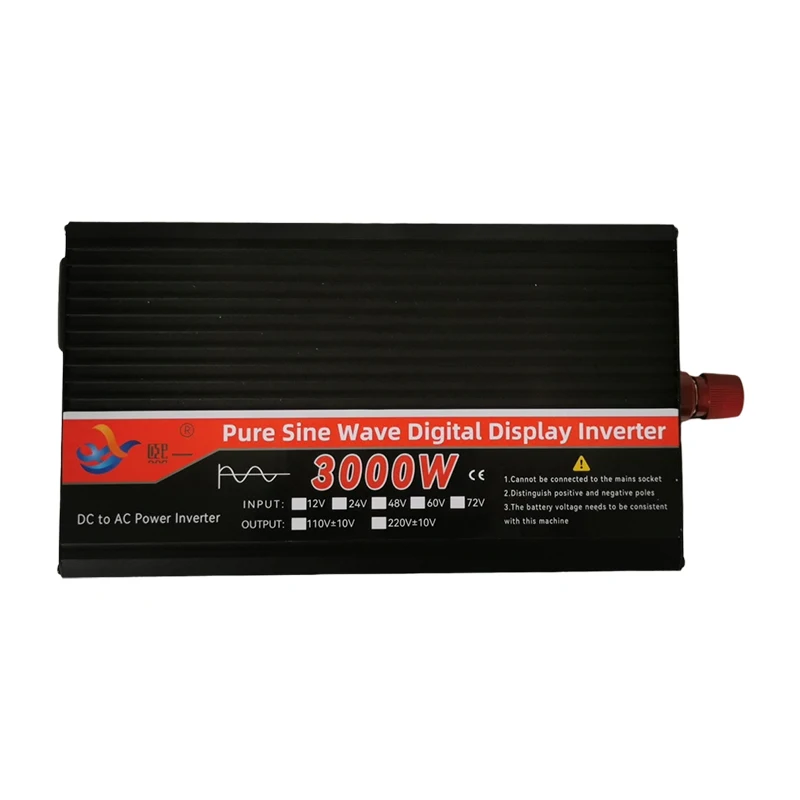 Pure Sine Wave Power Inverter DC 12V 24V 72V To AC 110V 220V Voltage 50Hz 60Hz 3000W Connector Car Inverter