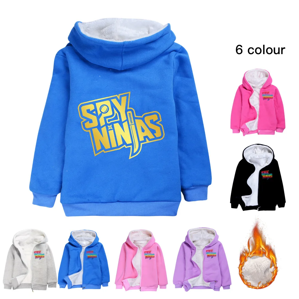 New Fashion Children's Clothing Boys Cardigan Zipper Thick Jacket Girls Coat Spy Ninjas Anime Hooded Sweater Winter Warm Outerwe