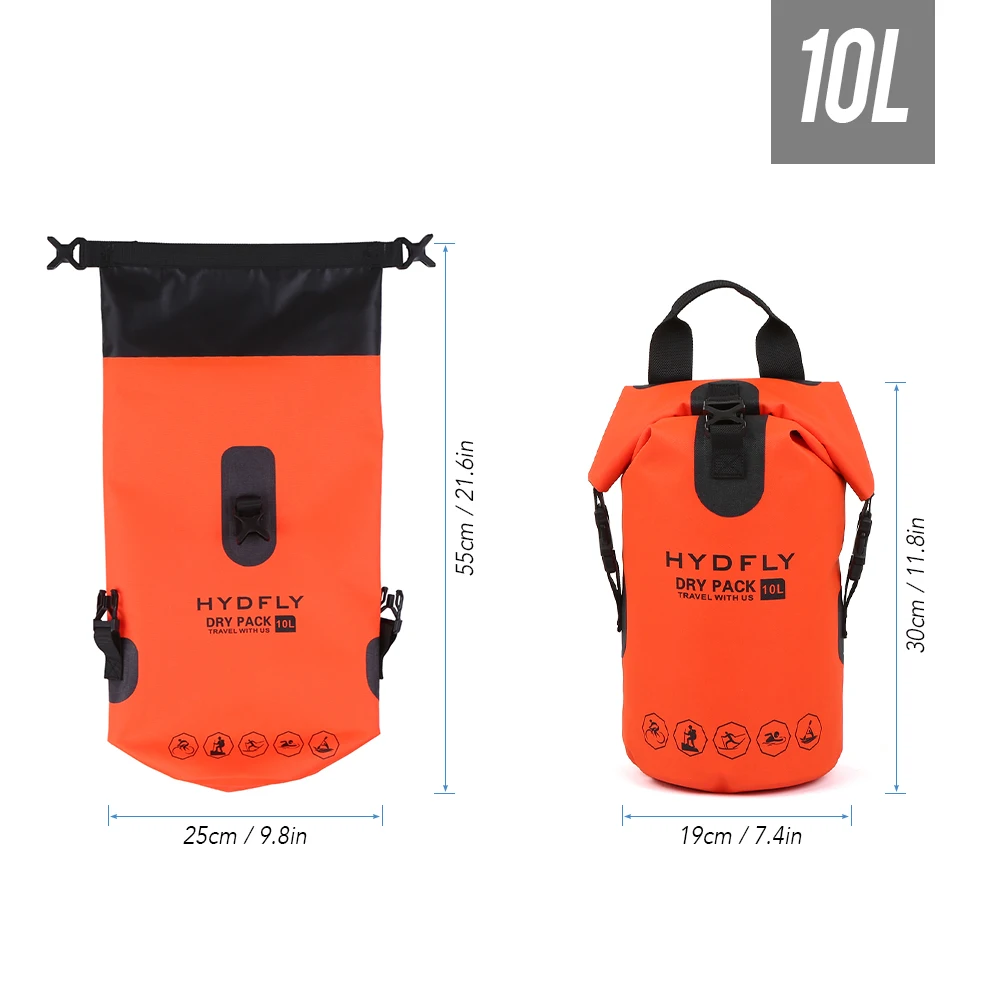 Outdoor Waterproof Dry Bag River Trekking Floating Roll-top Backpack Drifting Swimming Water Sports Dry Bag 10L / 15L / 20L