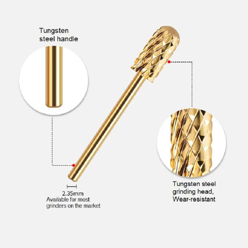 Ausverkauf! Fräser aus goldenem Hartmetall für elektrische Nagelbohrmaschinen, Maniküre-Maschinen, Pediküre-Nagelfeilen-Zubehör – Detail 4