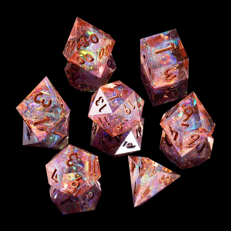 MINI PLANET Galaxy Series Handmade Dice With Sharp Edges Polyhedral Resin DND Dice Set for TRPG Desktop Games D&D Accessories