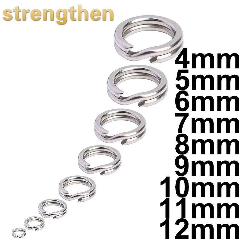 100pcs Fishing Split Rings Hard Bait Silver Stainless Steel 4-12MM Double Loop Split Open Carp Tool Fishing Accessories tackle image 3