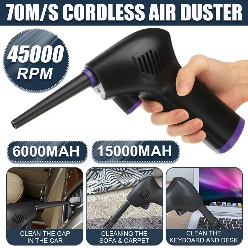 

Rechargeable 45000RPM Cordless Electric High Pressure Air Duster Computer Cleaner Car Home Room Cleaning Tool 6000mAh/15000mAh