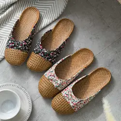 Linen slippers women's home rattan weaving office non slip floor straw mat Baotou sandals men's and women's slippers