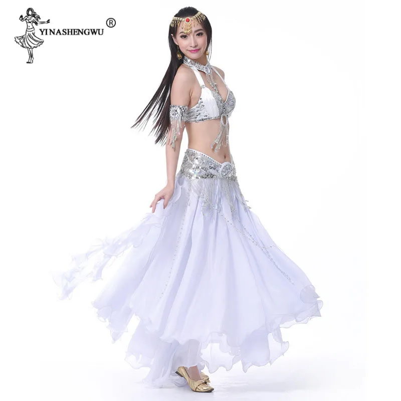 Belly Dance Costume Belly Dance Sets Wear Split Skirt Belly Dance Bra Belt Sequins Diamond Belly Dancing Stage Hot Women New