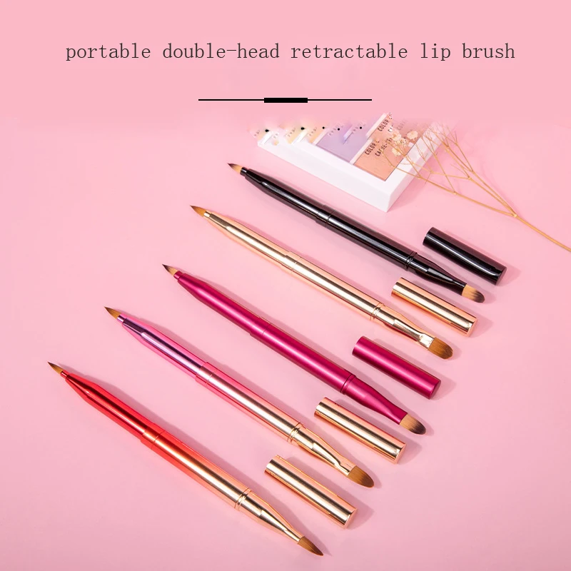 SAIANTTH New retractable double-head lip brush makeup portable concealer lipstick tool lip liner glaze beauty maquiagem 5 color