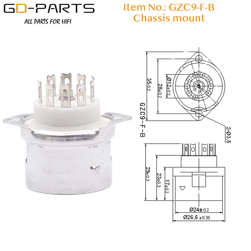 Full Aluminum Vacuum Tube Shield With 9pin Ceramic Tube Sockets for 12AX7 12AT7 12AU7 ECC83 ECC82 Guitar AMP PCB Chassis Mount - Image 6