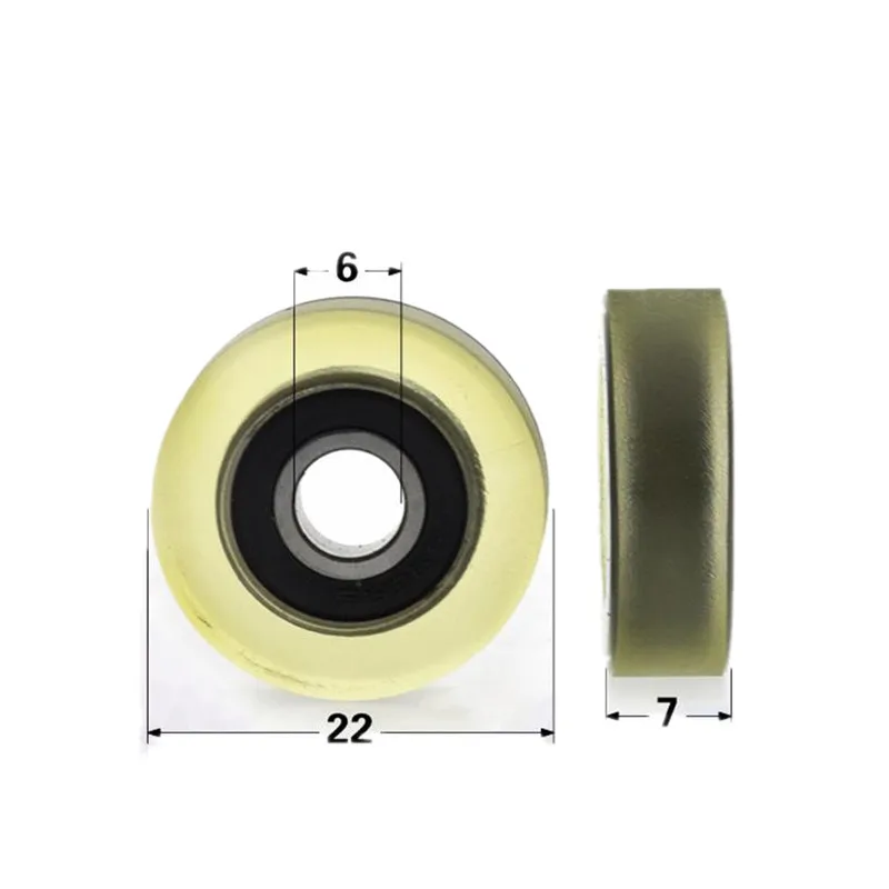 10pcs/50pcs 6*22*7mm Polyurethane PU 696 696RS Drawer Showcase Low Noise Roller Bearing Friction Pulley 6x22x7mm