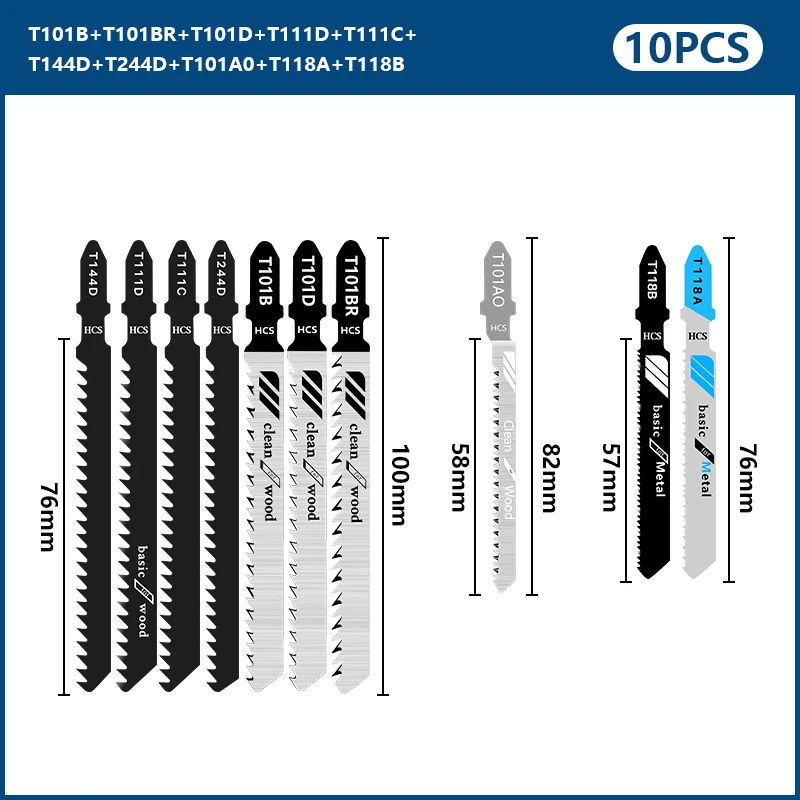 Jig Lưỡi Cưa 10 Chiếc T-Vỏ Ghép Hình Lưỡi Dao Gỗ Cắt Kim Loại Dụng Cụ HCS Lưỡi Cưa Thép