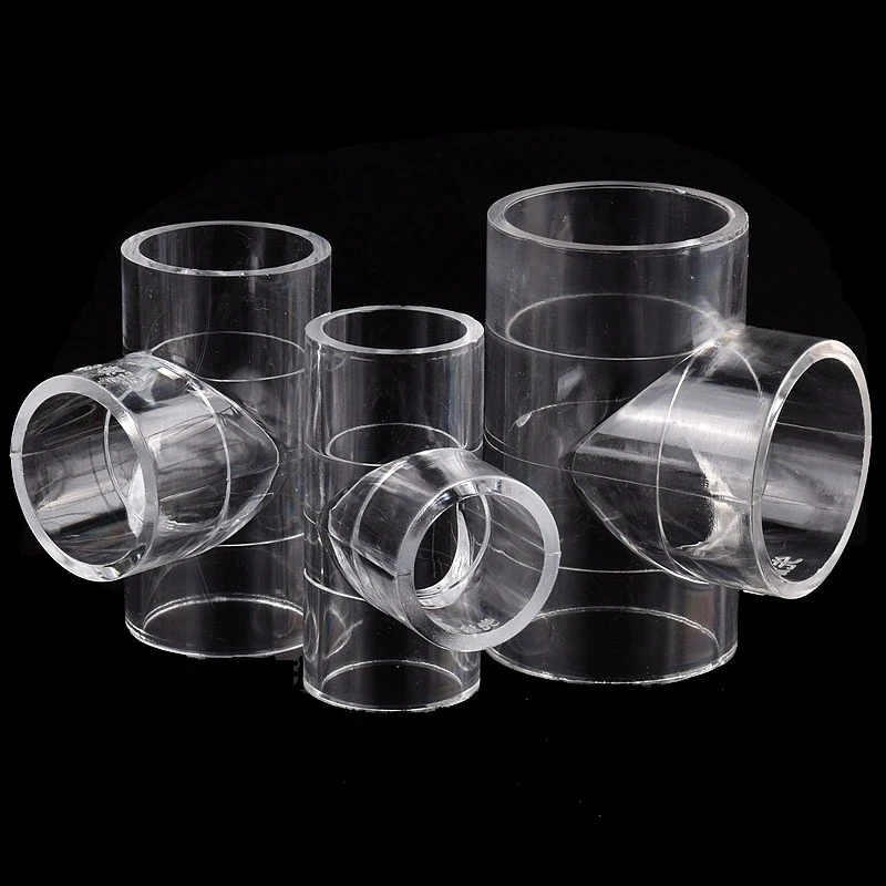 16~50mm Acrylic Tee Connector Garden Watering Irrigation 3-Way Water Tube Joint Transparent Aquarium Fish Tank Adapter DIY Shelf