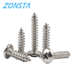 Cross Recessed Pan Head Tapping Screw M1.2 M1.4 M1.7 M2 M2.2 M2.6 M3 M3.5 M4 M5 M6 304 Stainless Steel Round Head Wood Screws