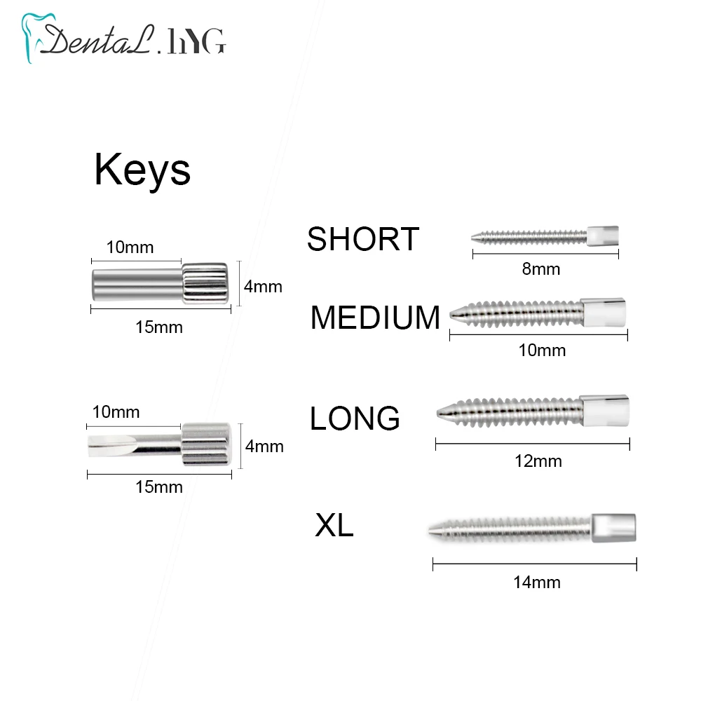 Wkręty stomatologiczne dentystyczne 120 szt. Materiały stomatologiczne do stomatologii dentystycznej z 2 kluczami