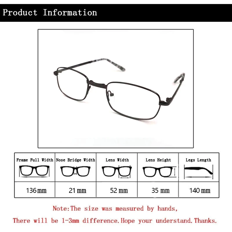 Folding Titanium Frame  Eyeglasses Men Optical Glasses Frame Optical Prescription Eyewear with case
