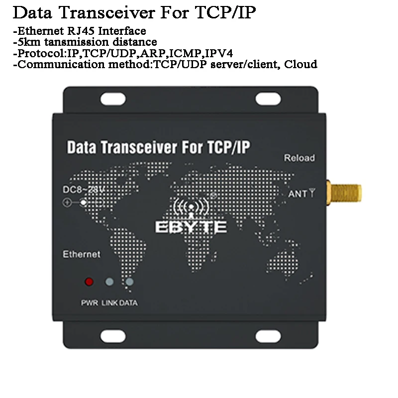 5km 220-236MHz Ethernet Wireless Data Transmitter/Receiver RJ45 TCP/IP LoRa SX1262/1268 network relay signal monitor sensor