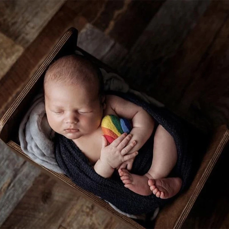 Handmade Felted Wool Football Newborn Toy Photography Props Accessories Stuffed Sport Ball Rainbow Heart Baby Photo Shoot Studio