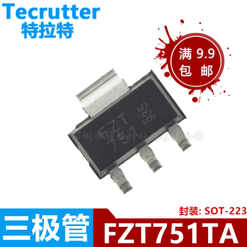 Transistor FZT751TA FZT751 SOT-223 60V 3A, 10 unids/lote