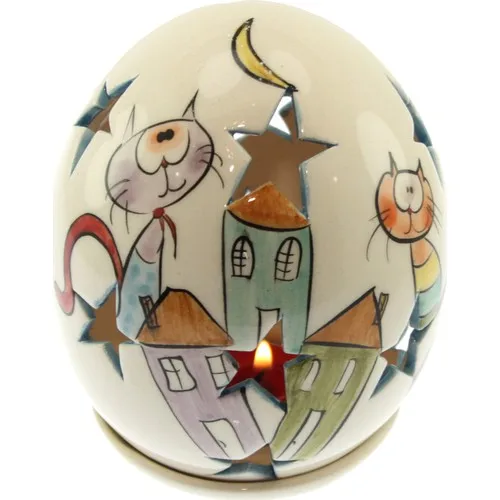 Authentic China Scarf Neighborhood Cats Egg Candle Holder