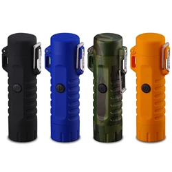 USB Rechargeable Dual Arc Lighter Camping Flashlight Electric Lighter  Long-term sealing waterproof and windproof