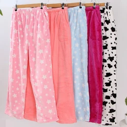 Pantaloni da notte da donna in flanella a pois morbidi autunno inverno caldi e comodi pantaloni da pigiama stile coreano da donna pantaloni da donna per la casa