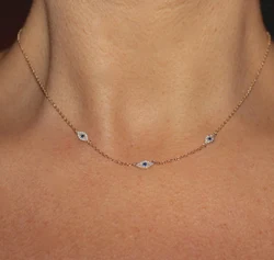 Garanzia collane pendenti per collana da donna in argento sterling 925 con zirconi blu per proteggere la catena da 35 cm