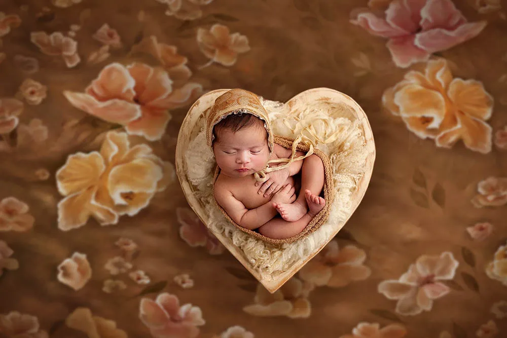 Arrière-plan pour photographie de nouveau-né, fleurs, peinture florale à la main, arrière-plan pour enfants, thème jaune or, Poly fantaisie, Studio Photo