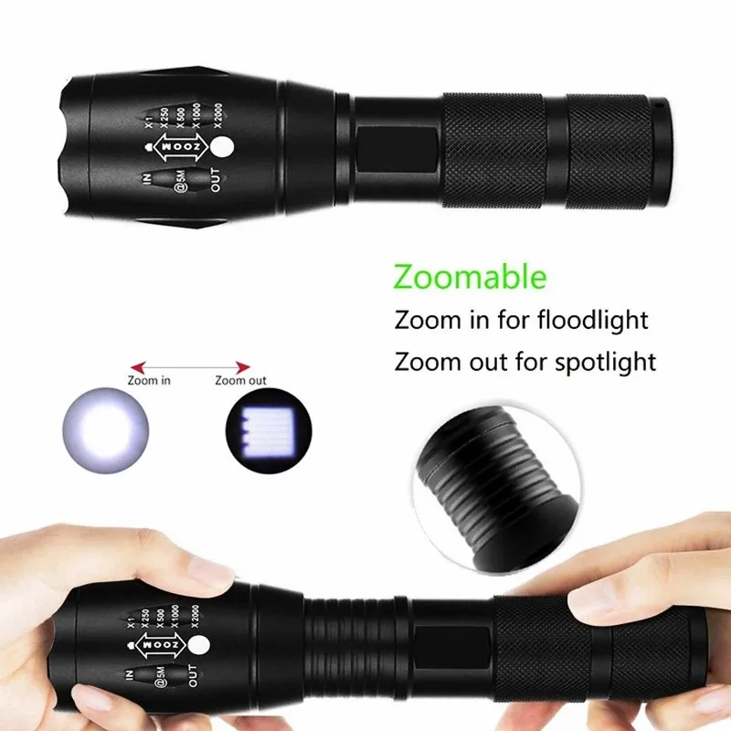 D2 Powerful LED Tactical Flashlight Rechargable Portable Men LED Camping Lamp Torch Lights Lanternas Tactical Flashlight Torches