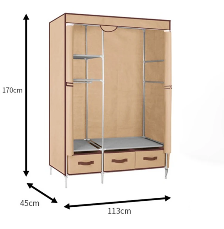 Non-Woven Fabrics Wardrobe Coffee Fabric Closet Portable Folding Dust-proof Waterproof Storage Cabinet Bedroom Home Furniture