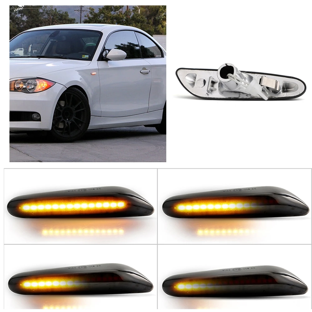 

For BMW 3 Series E81 E82 E87 E88 E90 E91 E92 E93 E46 E60 E61 X3 E83 X1 E84 LED Dynamic Side Marker Turn Signal Light Fender Lamp