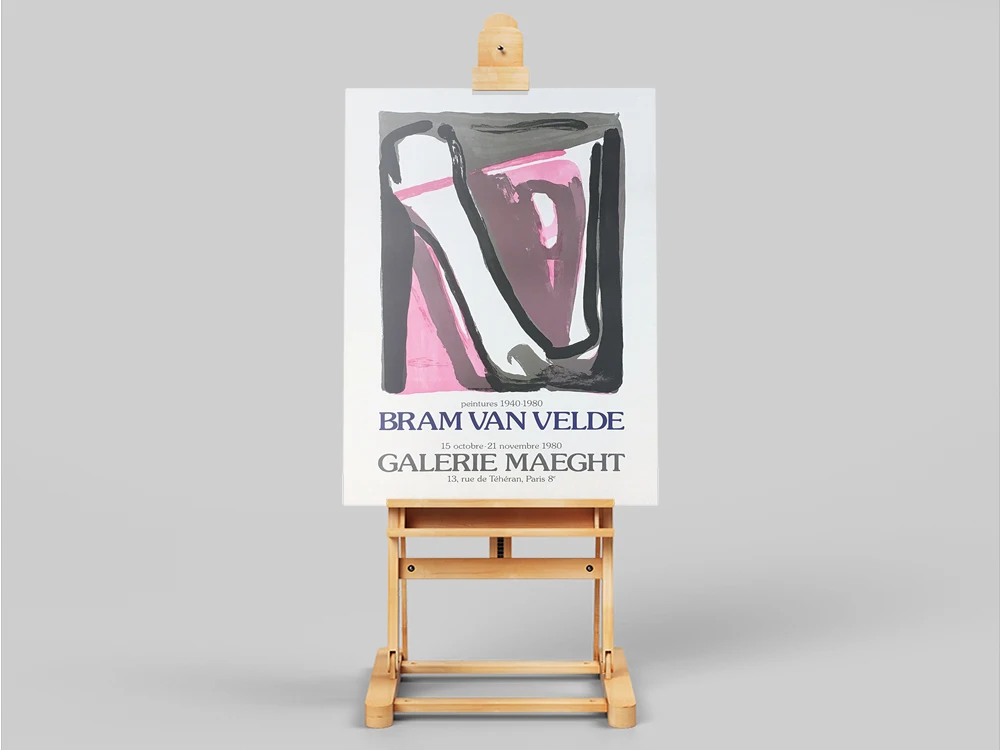 Bram van Velde poster, Galerie Maeght, Maeght print, Bram van Velde, Abstract art, Minimalistic poster, Pink art