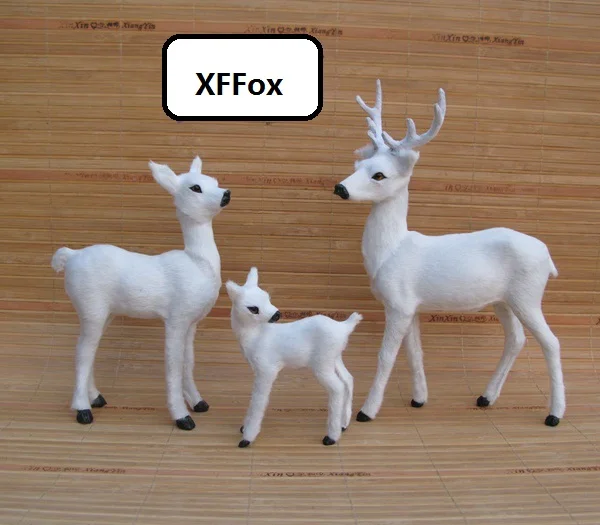 

3 pieces a set simulation white deer models plastic&furs sika deer dolls home decoration gift xf2280