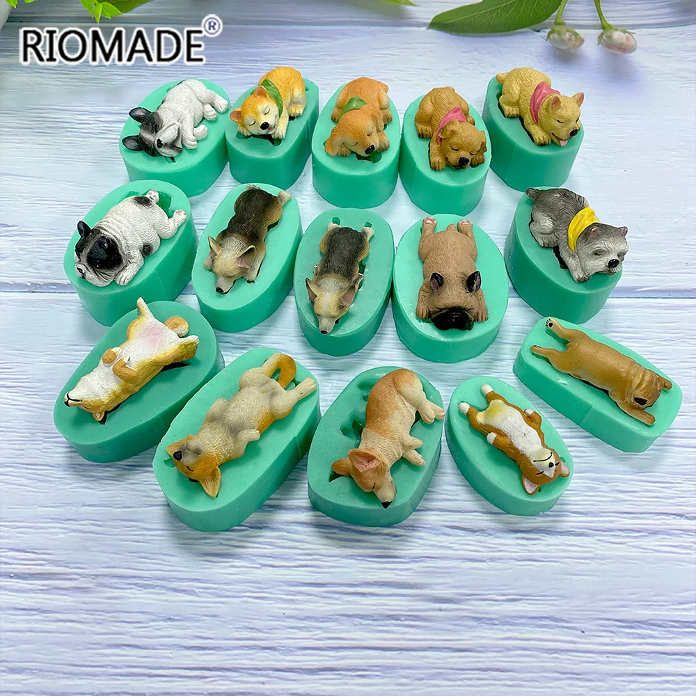 Corgi Bulldog Silicone Fondant Molds 13 Dogs Shape Animal Cake Decorating Tools Chocolate Dessert Polymer Clay Mould F0661XG