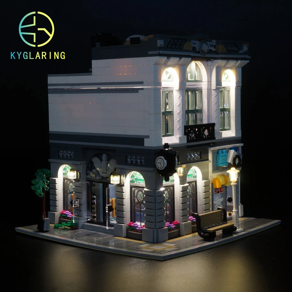 Kyglaring Led Lighting Set DIY Toys For 10251 And 15001 City Creator Brick Bank Model (Not Included Building Blocks)