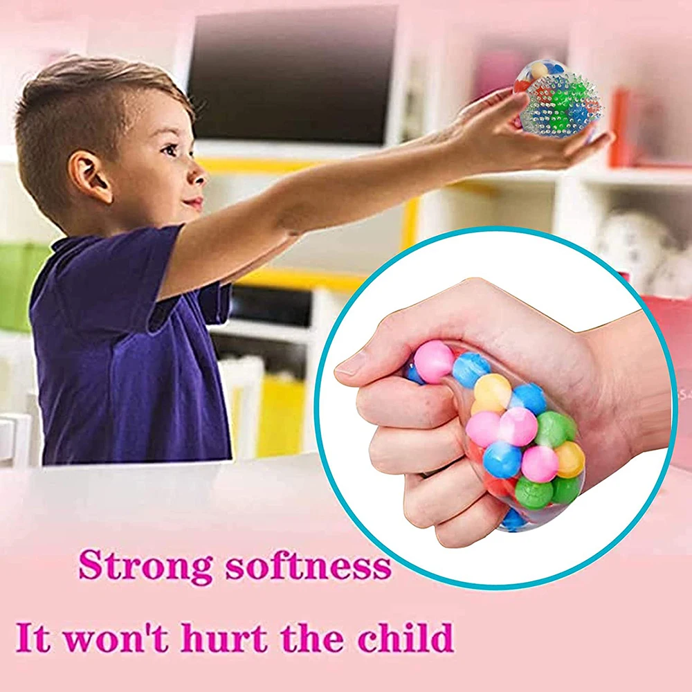 Rainbow Anti-stress Ball Fidget Sensory Toy DNA Colored Beads Autism Mood Squeeze Relief Healthy Vent Toy Kids Christmas Gift