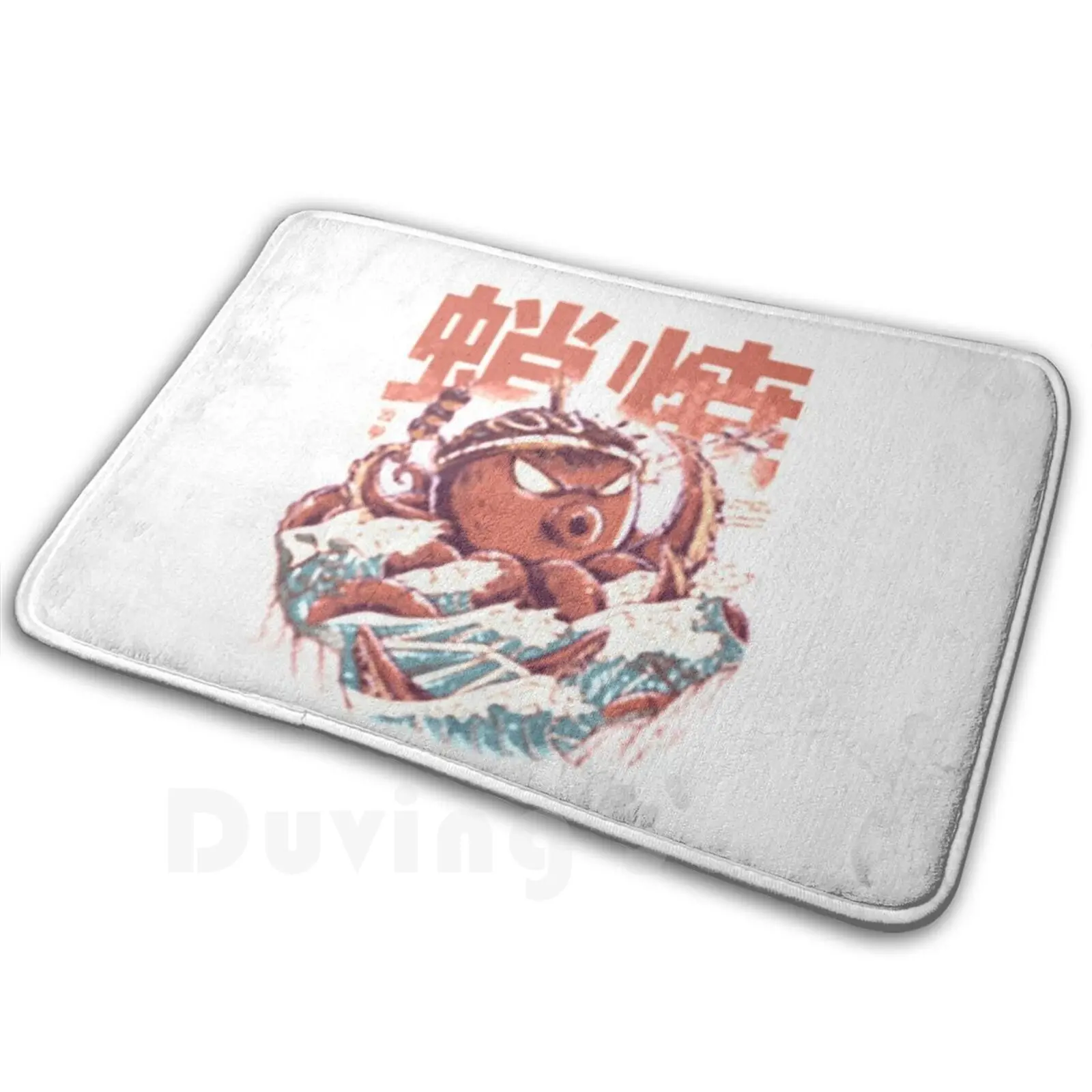 Alfombra de ataque Takoyaki, alfombra, cojín, monstruos suaves, criatura de monstruo de agua, océano, lucha en el mar, Sushi, arte japonés Funy