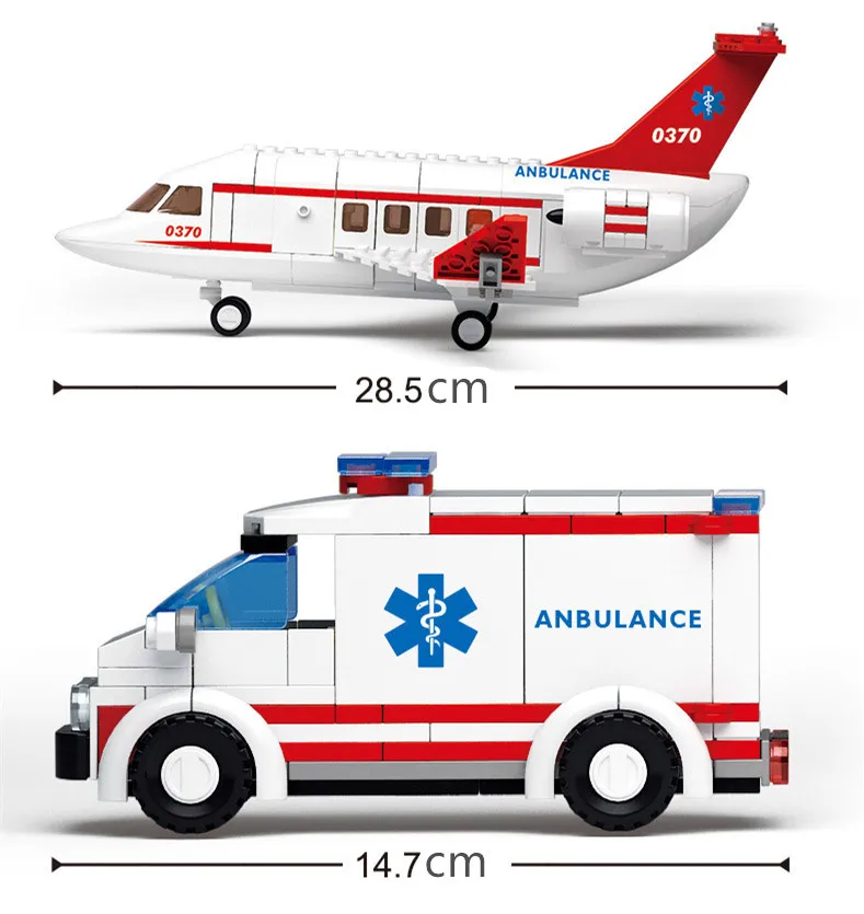 Aviation Air Freight Transport Cargo Plane Ambulance Airplane Creative Building Blocks Helicopter Aircraft Souptoys Kids Toys