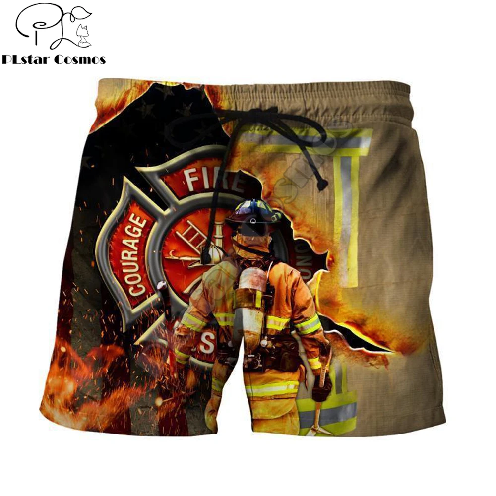 

Brave Firefighter 3D All Over Printed Mens Shorts Unisex Streetwear Shorts Summer Beach Polyester Casual Shorts DK-25