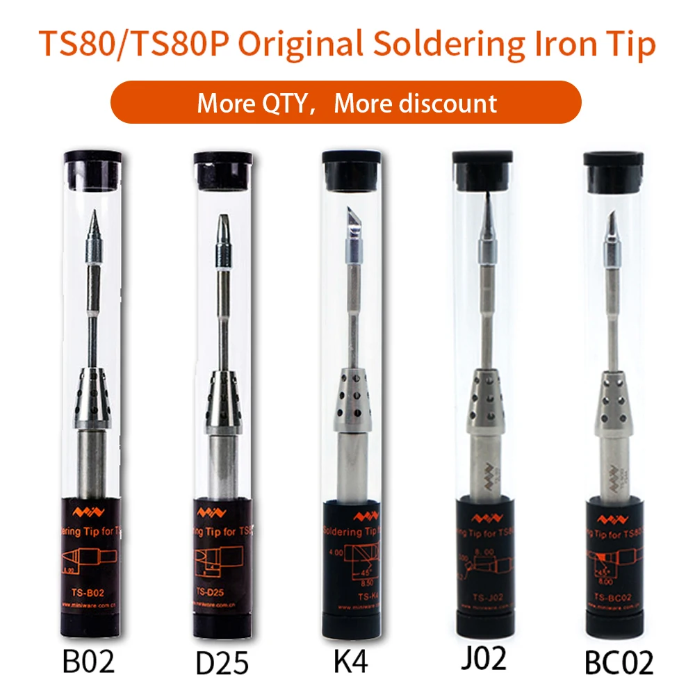 Original TS B02 BC02 D25 K4 J02 TS80 TS80P Soldering Iron Tip Replacement Solder Bit Head Lead Free Ceramic Heating Core