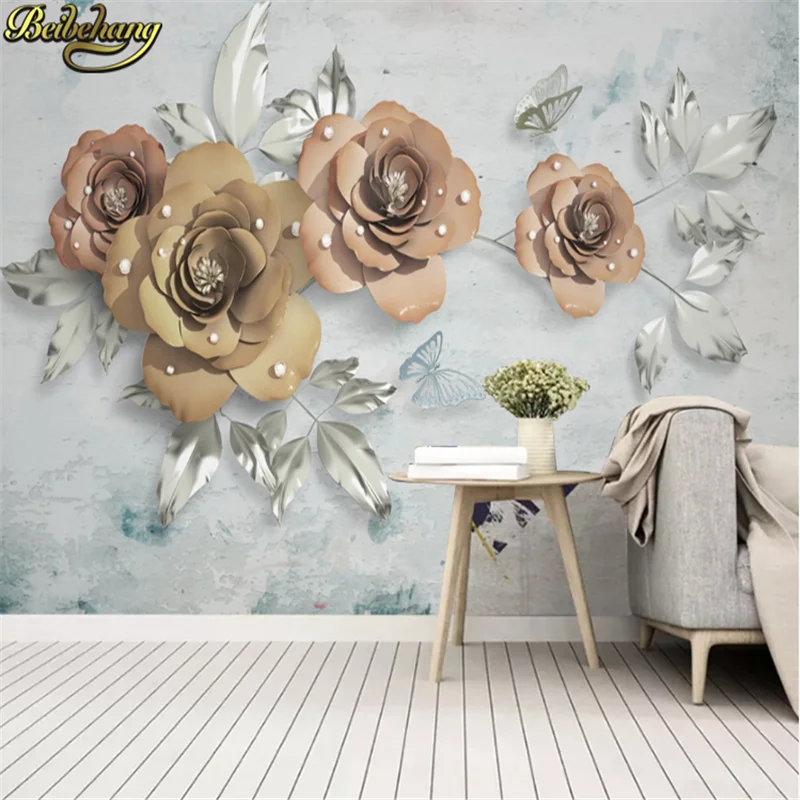 beibehang Custom photo wallpaper murals three-dimensional relief jewelry flowers European 3D background wall paintings