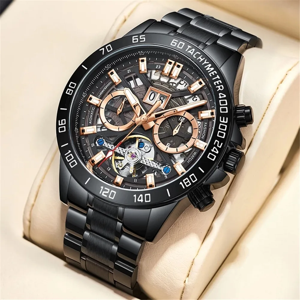 WISHDOIT Original Design Men Mechanical Watch 30M Waterproof Top Brand Luxury Stainless Steel Sports Clock Man Relógio Masculino