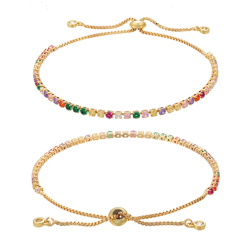 ZHUKOU 2.5x280mm High Quality Brass Cubic zirconia Crystal Women Bracelet Link Chain Bracelets & Bangles Authentic Jewelry VL25