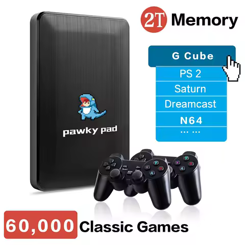 2T HDD Pawky Pad Retro Video Game 4K 3D Portable External Game Console for G Cube/Saturn/PS2/N64 60000+ Games for Windows PC
