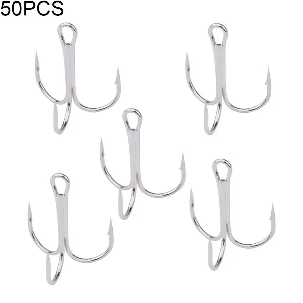 50Pcs #2/4/6/8/10 Japan Fish Hook High-carbon Steel Crank Outdoor Fishing Lure Bait Triple Hooks Fishing Tackle Tool